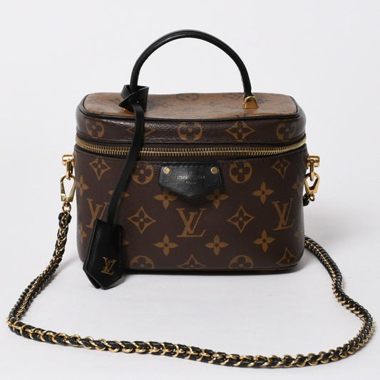Louis Vuitton Vanity Chain Pouch Monogram Reverse Brown Gold