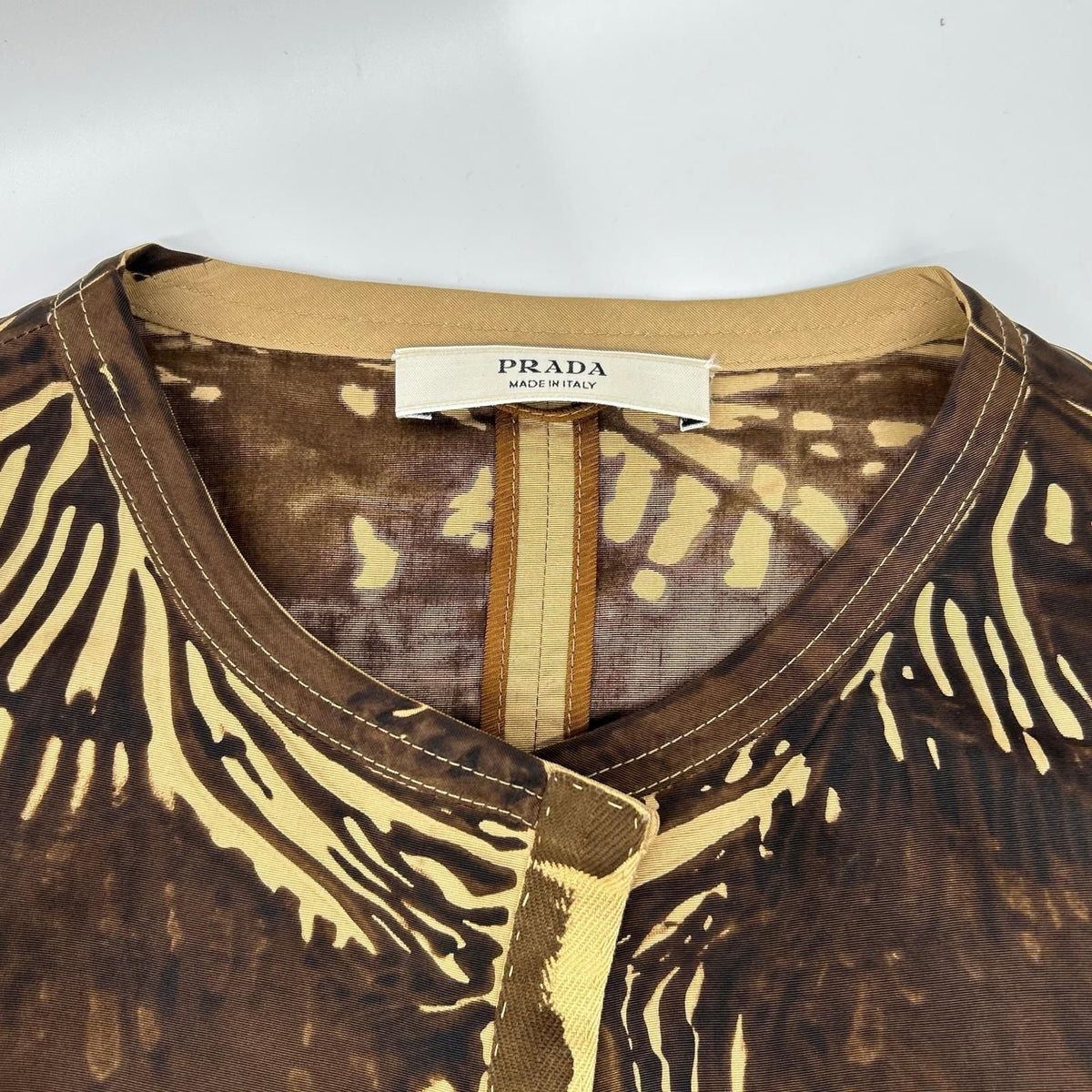 Prada Print Silk Collarless Jacket 42 — view 7
