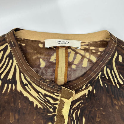 Prada Print Silk Collarless Jacket 42 — view 7