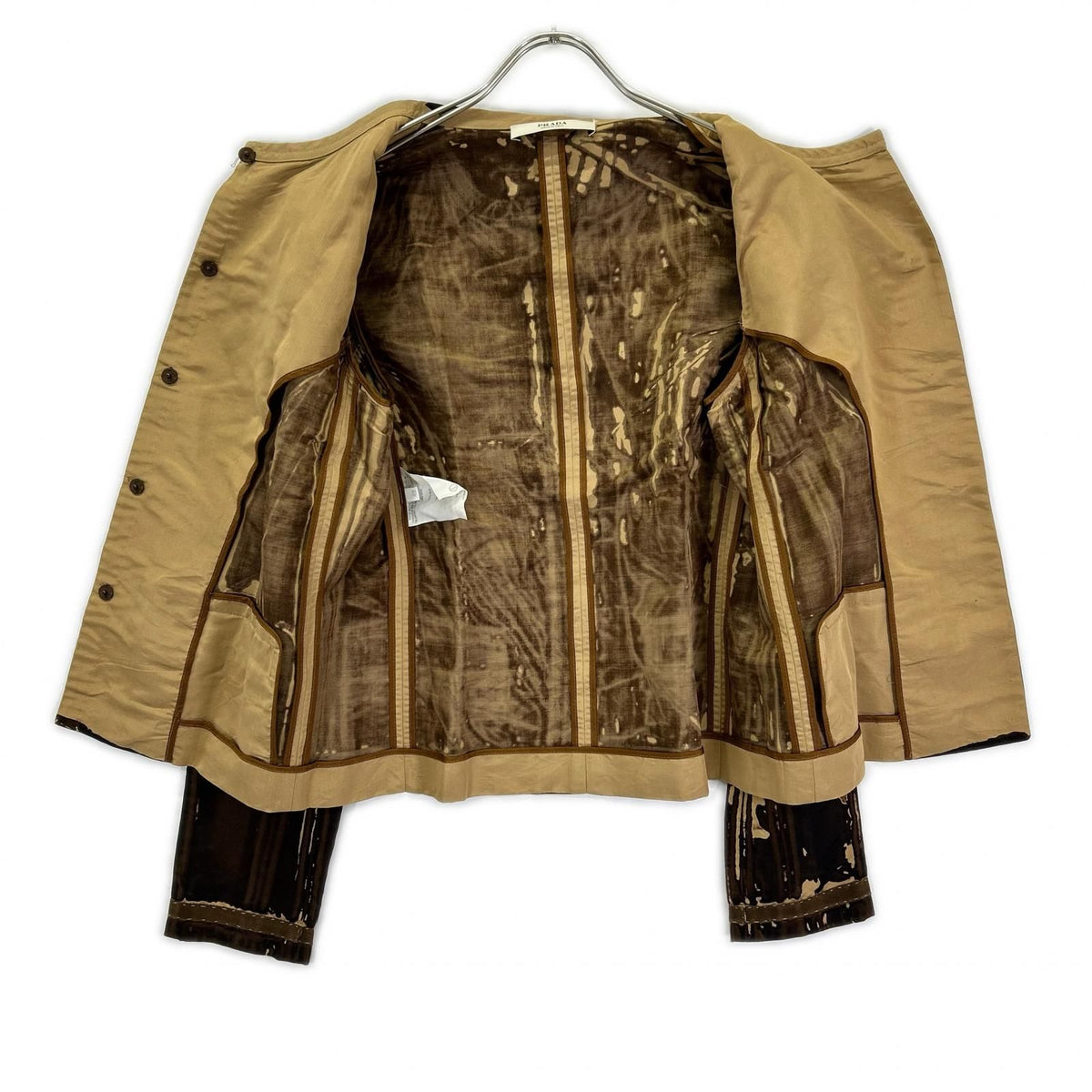 Prada Print Silk Collarless Jacket 42 — view 3