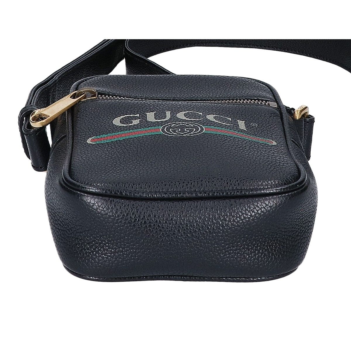 Gucci Logo Print Shoulder Bag Black — view 5