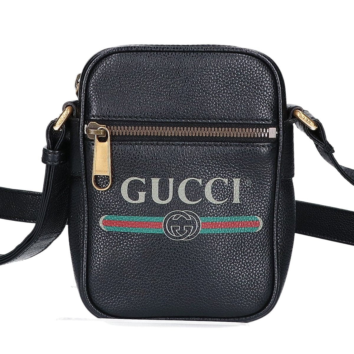 Gucci Logo Print Shoulder Bag Black