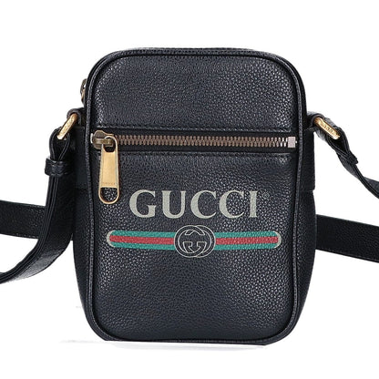 Gucci Logo Print Shoulder Bag Black