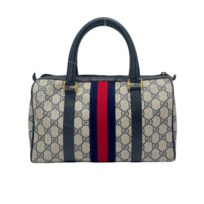 Gucci Handbag Collection GG Plus Supreme Ivory Dark Navy Red Leather — view 3