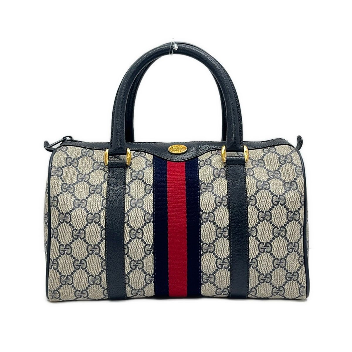 Gucci Handbag Collection GG Plus Supreme Ivory Dark Navy Red Leather