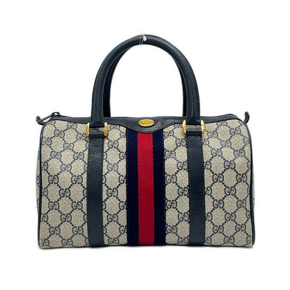 Gucci Handbag Collection GG Plus Supreme Ivory Dark Navy Red Leather