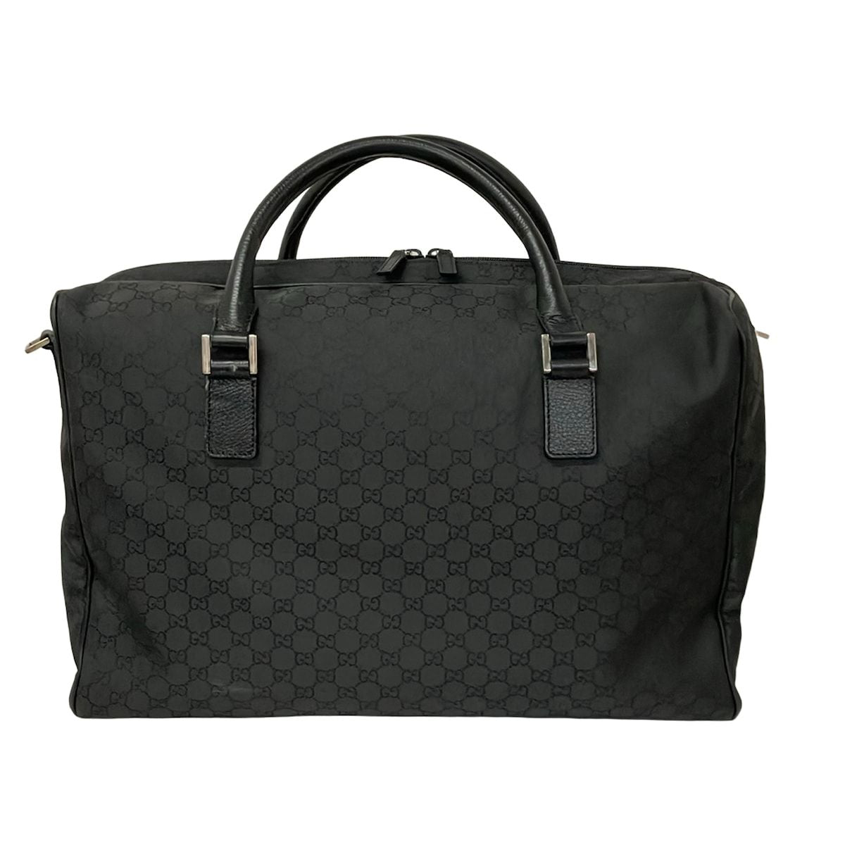 Gucci Boston Bag GG Pattern Black No Lock Leather