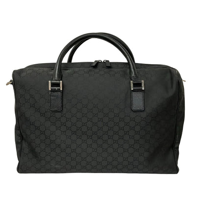 Gucci Boston Bag GG Pattern Black No Lock Leather