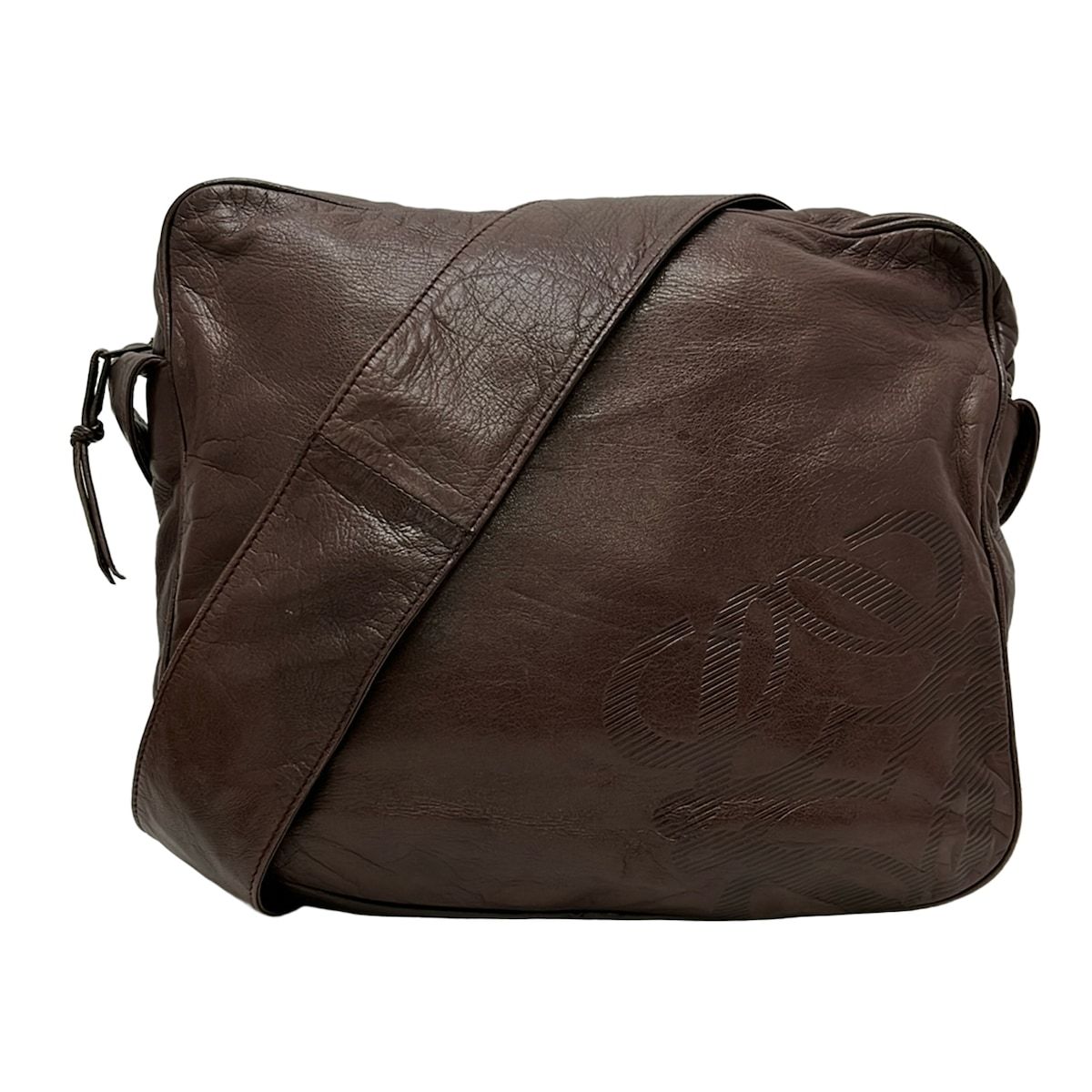 Loewe Shoulder Bag Dark Brown Anagram Leather