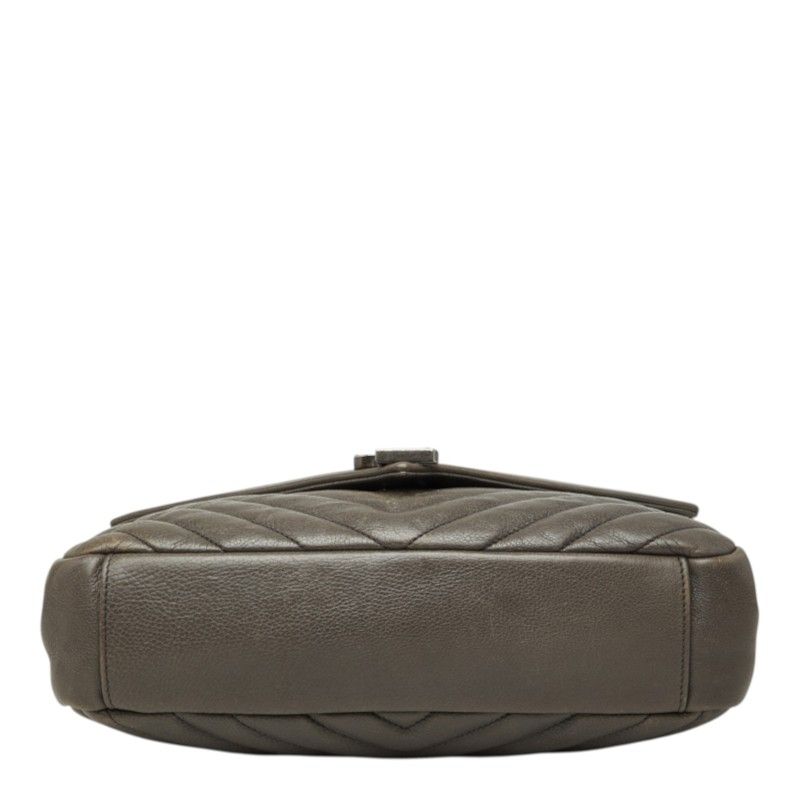 Saint Laurent Cassandra Carre YSL Logo Chain Shoulder Bag 2-Way Brown Gray — view 3