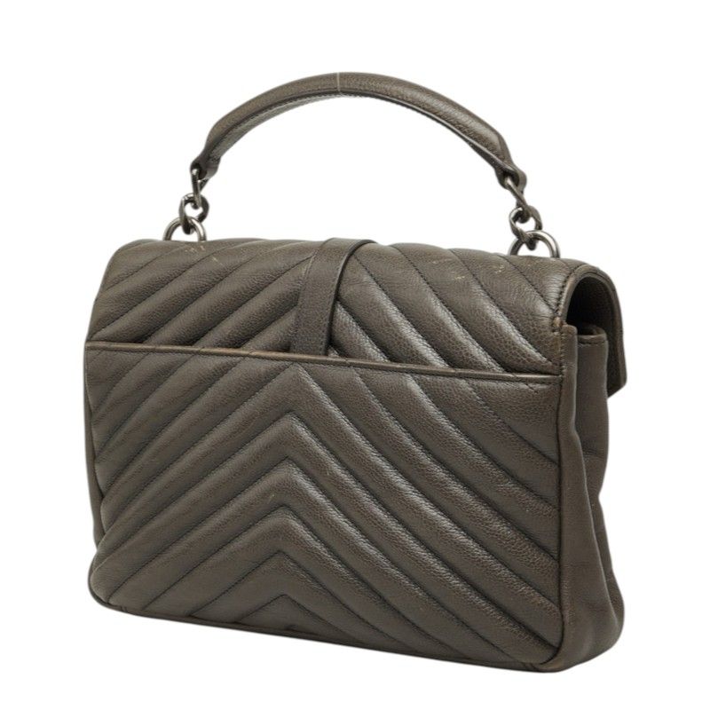 Saint Laurent Cassandra Carre YSL Logo Chain Shoulder Bag 2-Way Brown Gray — view 2