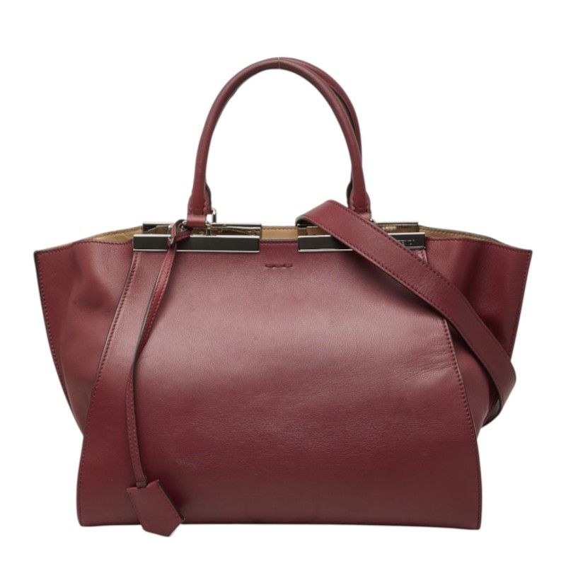 Fendi Shoulder Bag Wine Red Leather