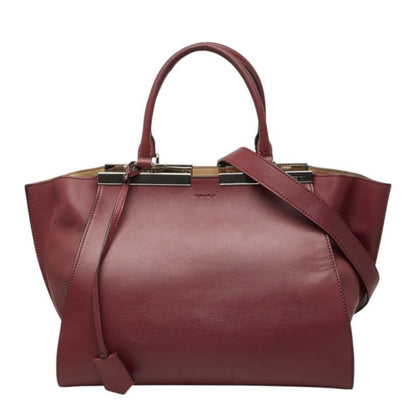 Fendi Shoulder Bag Wine Red Leather