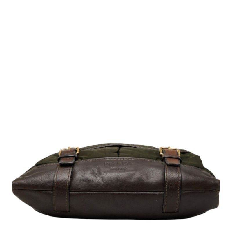 Prada Messenger Bag Crossbody Khaki Nylon Leather — view 3