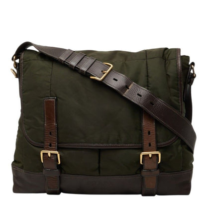 Prada Messenger Bag Crossbody Khaki Nylon Leather