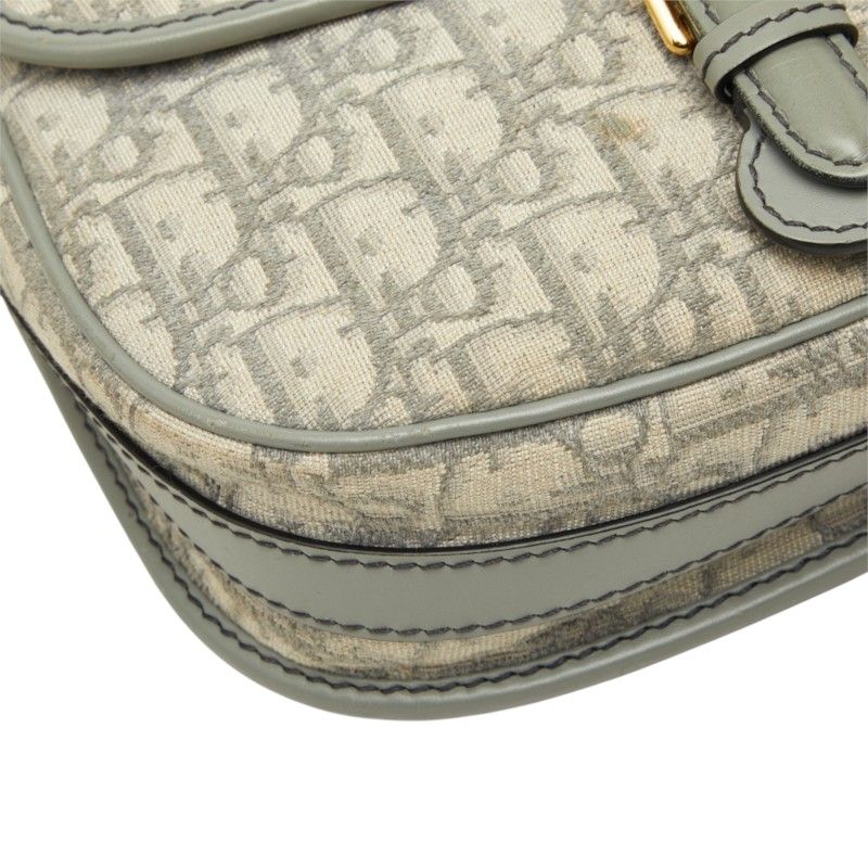 Dior Oblique Bobbi Crossbody Flap Shoulder Bag Jacquard Gray Gold Canvas Leather — view 5