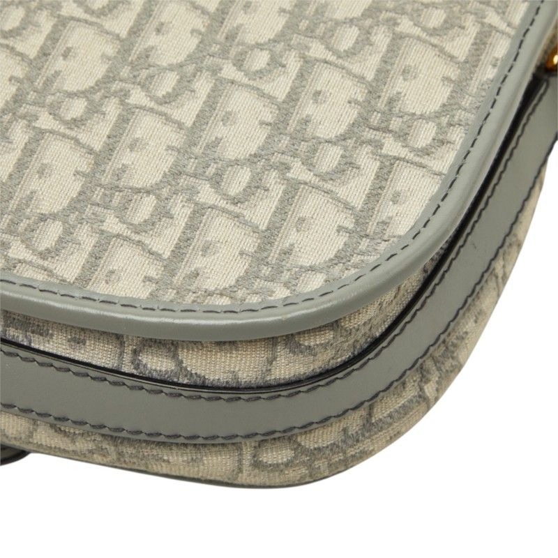 Dior Oblique Bobbi Crossbody Flap Shoulder Bag Jacquard Gray Gold Canvas Leather — view 6