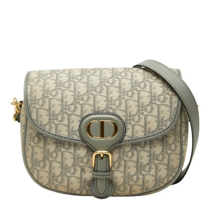 Dior Oblique Bobbi Crossbody Flap Shoulder Bag Jacquard Gray Gold Canvas Leather