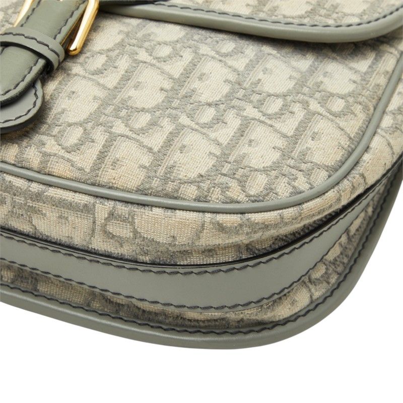 Dior Oblique Bobbi Crossbody Flap Shoulder Bag Jacquard Gray Gold Canvas Leather — view 4