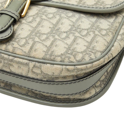Dior Oblique Bobbi Crossbody Flap Shoulder Bag Jacquard Gray Gold Canvas Leather — view 4