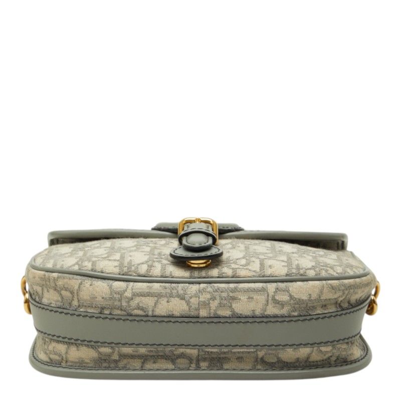 Dior Oblique Bobbi Crossbody Flap Shoulder Bag Jacquard Gray Gold Canvas Leather — view 3