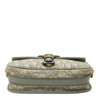 Dior Oblique Bobbi Crossbody Flap Shoulder Bag Jacquard Gray Gold Canvas Leather — view 3