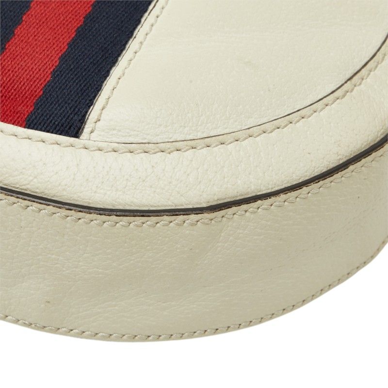 Gucci Ophidia Mini Round Double G Web Stripe Crossbody Chain Shoulder Bag White — view 4