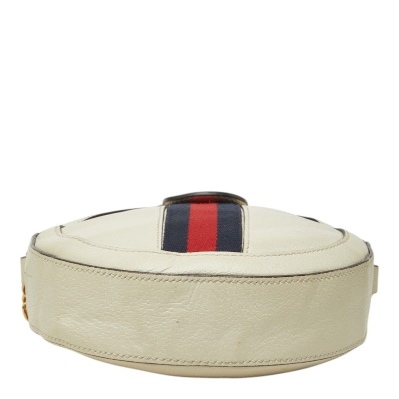 Gucci Ophidia Mini Round Double G Web Stripe Crossbody Chain Shoulder Bag White — view 3