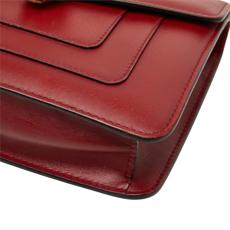 Bvlgari Serpenti Forever Crossbody Shoulder Bag Wine Red Leather — view 4