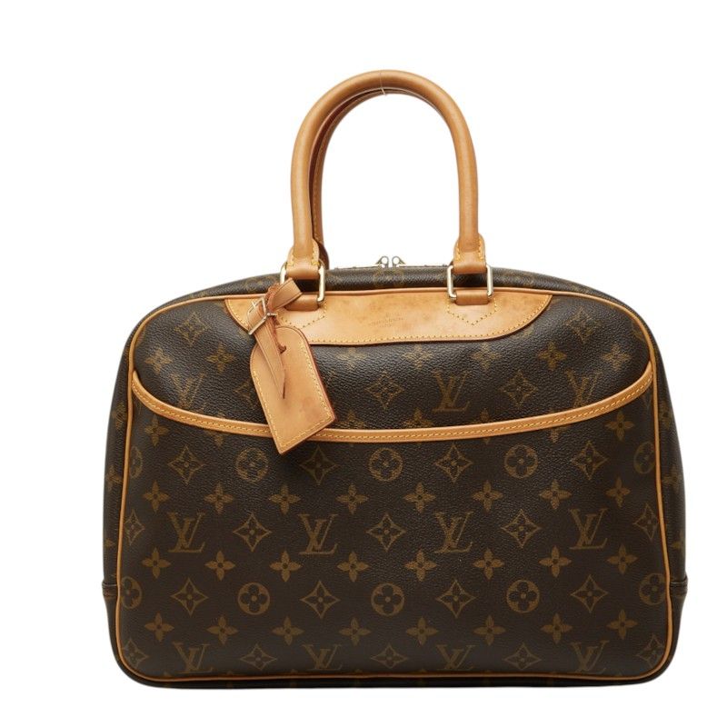 Louis Vuitton Monogram Deauville Handbag Brown Leather