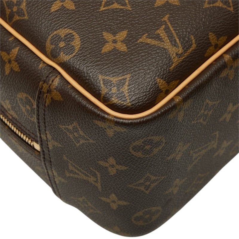 Louis Vuitton Monogram Deauville Handbag Brown Leather — view 6