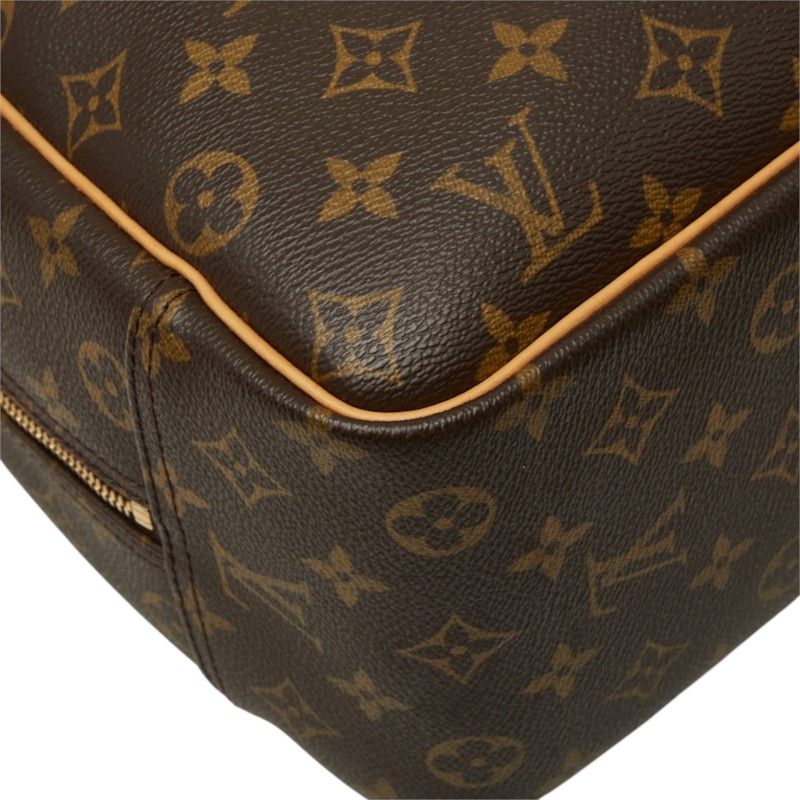 Louis Vuitton Monogram Deauville Handbag Brown Leather — view 4