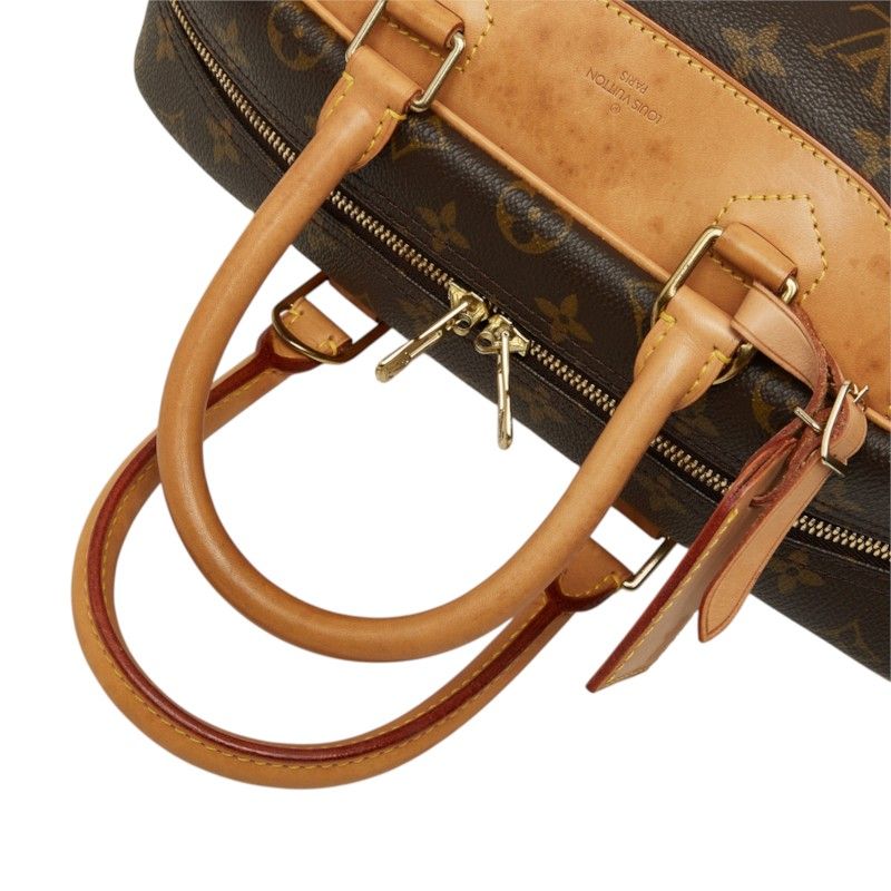 Louis Vuitton Monogram Deauville Handbag Brown Leather — view 8