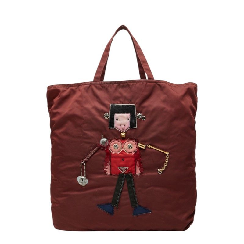 Prada Tessuto Robot Tote Bordeaux Nylon — view 3