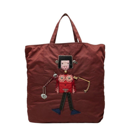 Prada Tessuto Robot Tote Bordeaux Nylon — view 3