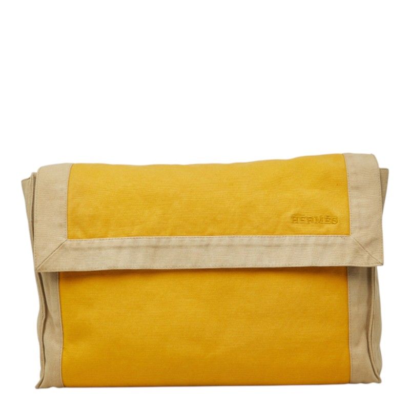 Hermes Tapidocell Clutch Yellow Beige Canvas
