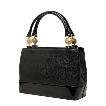 Versace Sunburst Handbag Black Gold Leather Patent — view 2