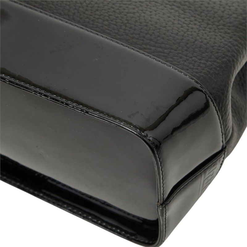 Versace Sunburst Handbag Black Gold Leather Patent — view 6
