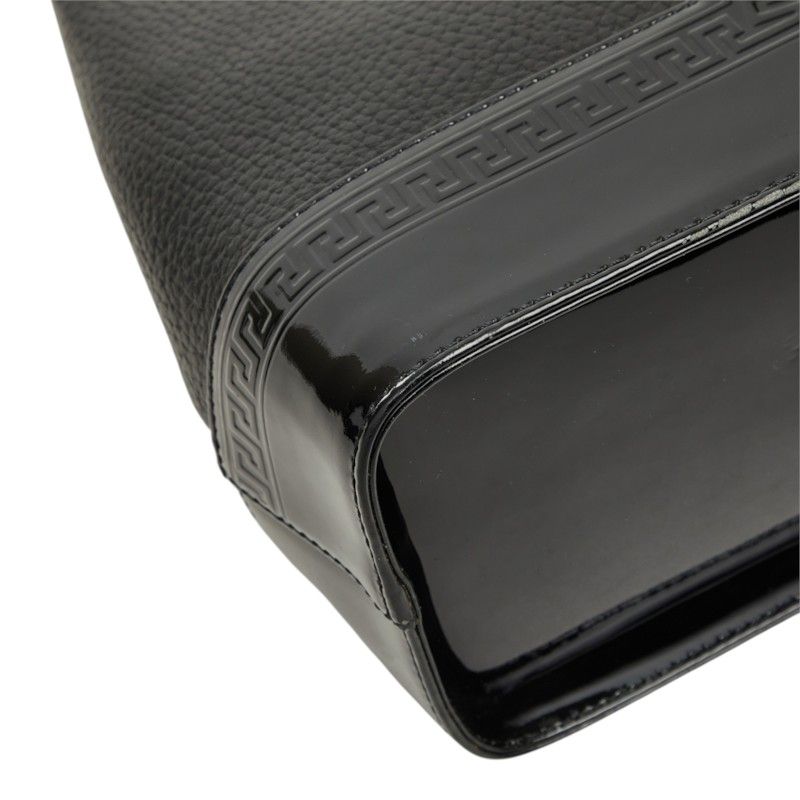 Versace Sunburst Handbag Black Gold Leather Patent — view 5