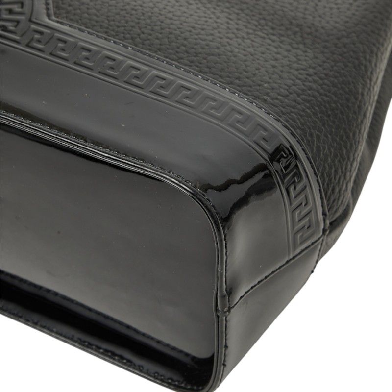 Versace Sunburst Handbag Black Gold Leather Patent — view 4