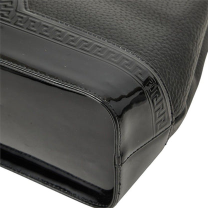 Versace Sunburst Handbag Black Gold Leather Patent — view 4