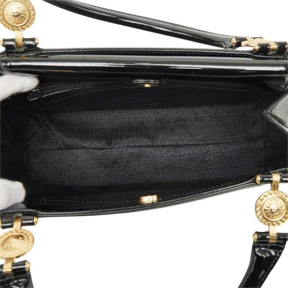 Versace Sunburst Handbag Black Gold Leather Patent — view 8