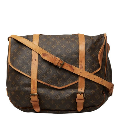 Louis Vuitton Monogram Saumur 35 Crossbody Shoulder Bag Brown Leather