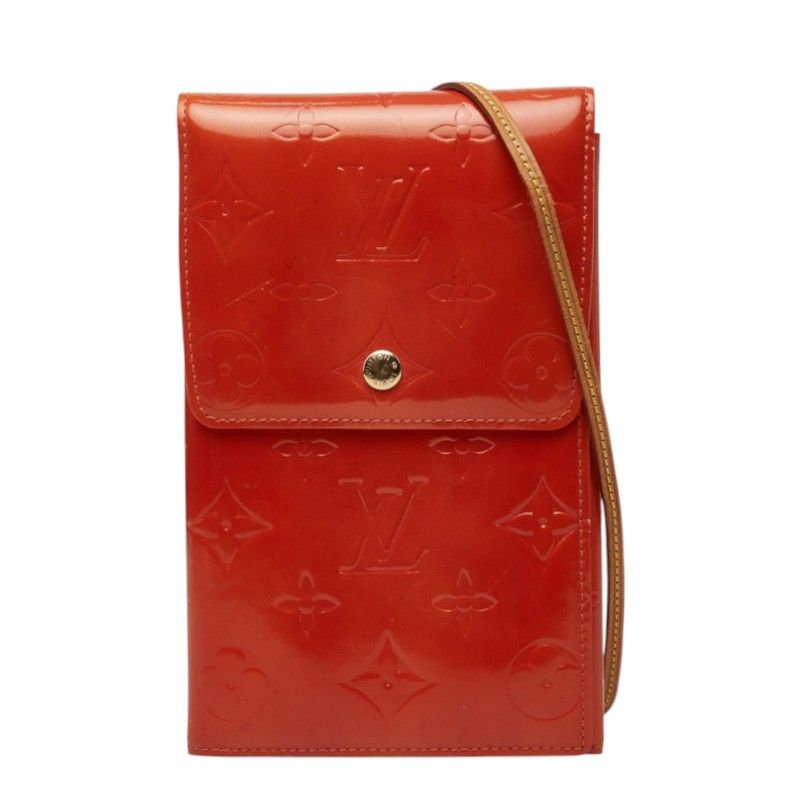 Louis Vuitton Monogram Vernis Walker Pochette Shoulder Bag Orange Leather