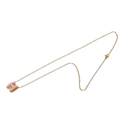 Hermes Pop H Pendant Gold Pink Plated Necklace — view 6