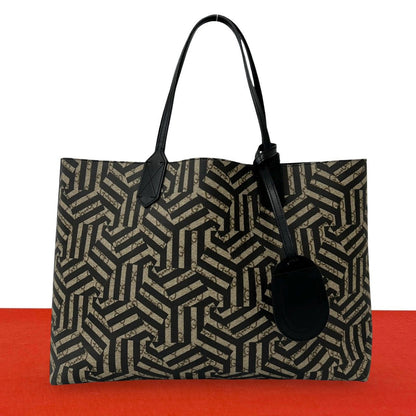 Gucci GG Carre Id Reversible Leather Tote Shoulder Bag Brown