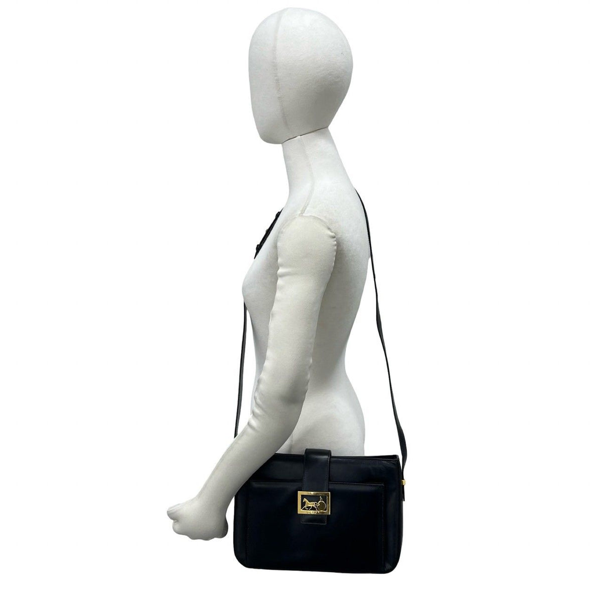 Celine Carriage Leather Shoulder Bag Pochette Cross Black — view 2