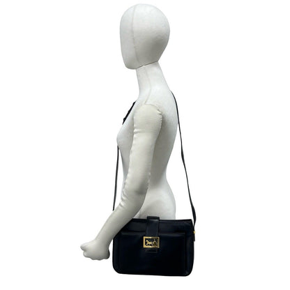 Celine Carriage Leather Shoulder Bag Pochette Cross Black — view 2