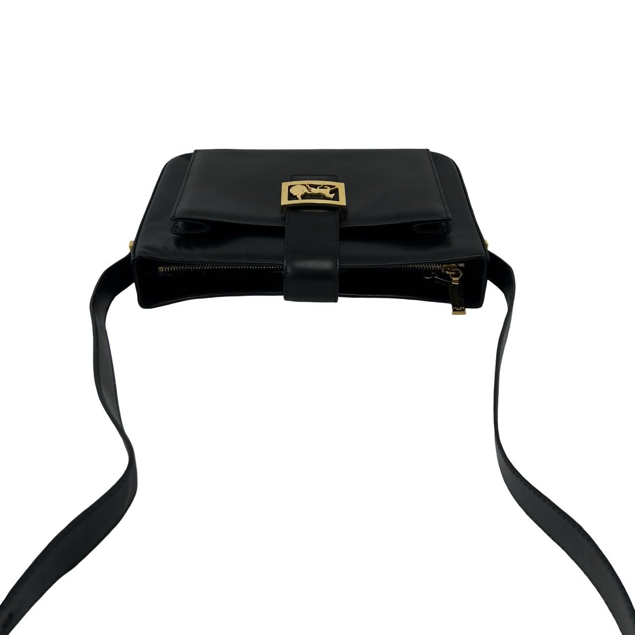 Celine Carriage Leather Shoulder Bag Pochette Cross Black — view 4