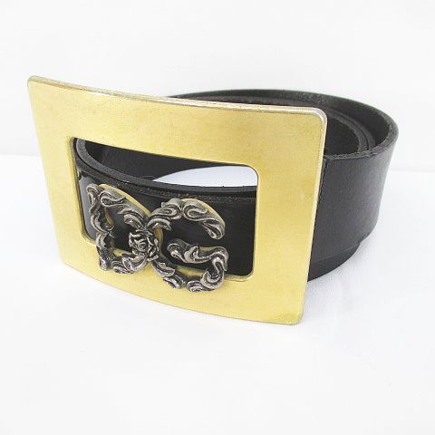 Dolce & Gabbana Belt Leather Style Logo 95 Black Top Buckle